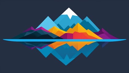 Vector Illustration of Blue Mountains and Lake Reflection