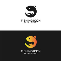 Fish vintage logo gradient gold