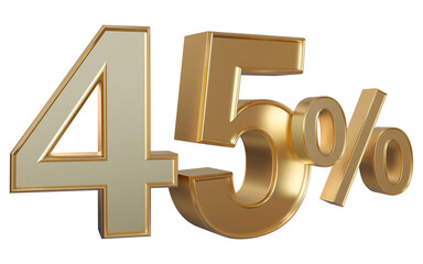 45 percentage discount number gold 3d render