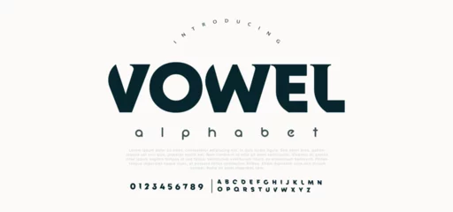 Foto op Aluminium Vowel Modern abstract digital alphabet font. Minimal technology typography, Creative urban sport fashion futuristic font and with numbers. vector illustration © Tom