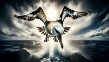 Poster Albatross in a dynamic dive, captured with high clarity and dramatic lighting. © FantasyLand86