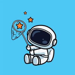 Cute Astronaut Catching Stars