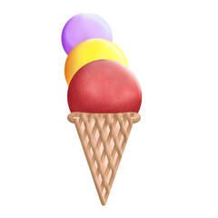 Ice cream cones with a variety of delicious flavors, strawberry, mango and taro, I'm delicious with its cool taste in the summer. For consumption by various groups. 