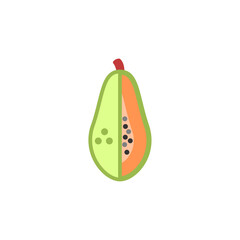 Icon Illustration of Papaya in Retro Neon Style - Fruits Icon Vector Design.