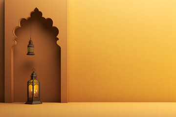 muted yellow flat background with Islamic ornament