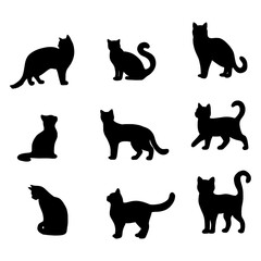 Isolated cats on the white background. cats silhouettes. Vector EPS 10