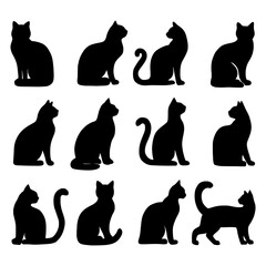 Isolated cats on the white background. cats silhouettes. Vector EPS 10