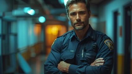 Obraz premium Portrait of a police officer at a police station