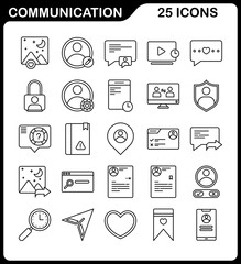 set of communication icons and internet social media elements