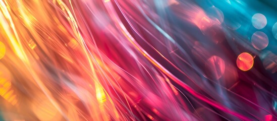 Obraz premium Colorful light fibers create an abstract background pattern.