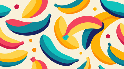 Soft color banana shapes Seamless pattern 