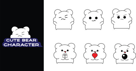 Cute bear cartoon character. Editable character color. Illustration bear character 
