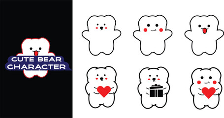Cute bear cartoon character. Editable character color. Illustration bear character 