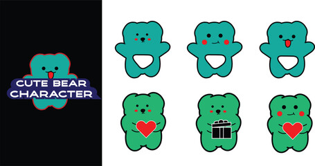 Cute bear cartoon character. Editable character color. Illustration bear character 