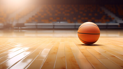 A basketball on a polished court wallpaper
