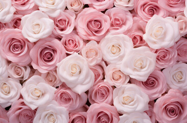 Pink roses background, Women's Day concept, weddings, anniversaries, Valentine's Day, or any occasion that celebrates love and natural beauty