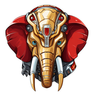 elephant robot head cartoon mascot