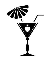 Vector cocktail icon margarita, daiquiri with strawberry.
