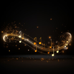 Music notes on the digital background
