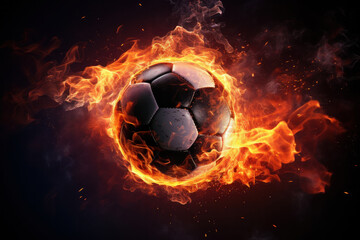 A fiery soccer ball igniting passion and excitement in sports imagery, perfect for dynamic themes AI Generative.