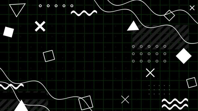 Animation of abstract waving background with geometric shapes 