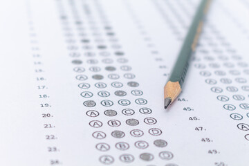 Entrance exam or public competition with a pen.