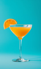 Fototapeta premium an orange cocktail in a white glass on a blue background