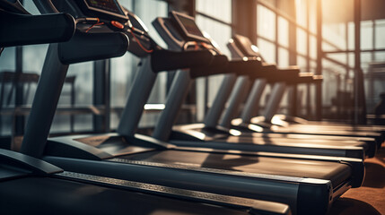 treadmill machines in gym, healthy lifestyle concept 