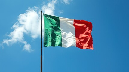 Flag of Italy, waving flag, blue sky, Independence Day of Italy - obrazy, fototapety, plakaty