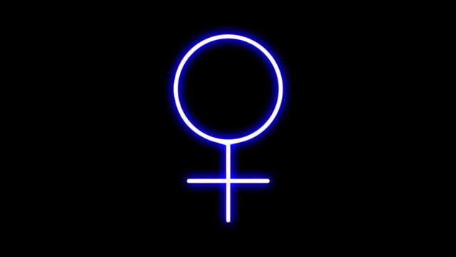 Famale neon icon on black background. Photo neon male symbol isolated icon illustration. Neon glowing icons of lesbian and homosexual gender