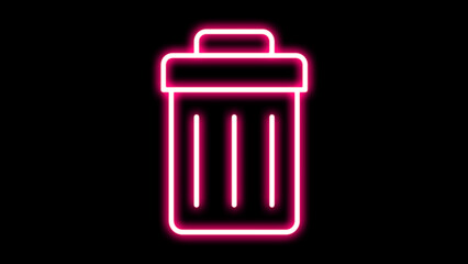 Neon dust box. Trash bin. Vector isolated icons.