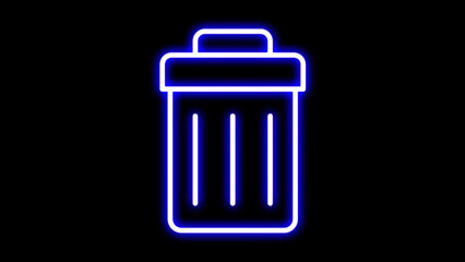 Neon dust box. Trash bin. Vector isolated icons.