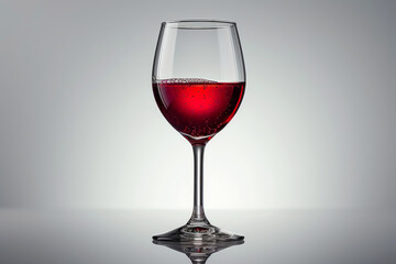 A glass of red wine effervescent with bubbles against a gradient background, offering a dynamic take on traditional wine photography