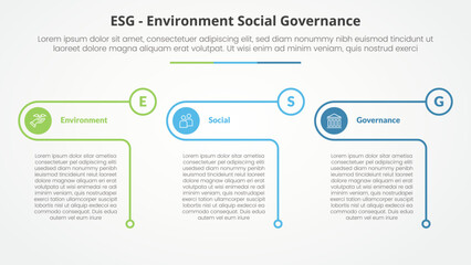ESG frameworks infographic concept for slide presentation with creative outline table circle with 3 point list with flat style - obrazy, fototapety, plakaty