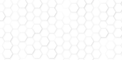 Abstract white background of Embossed surface Hexagon, Honeycomb modern pattern concept, Creative light and shadow style. Geometric mesh minimal clean gradient color for wallpaper