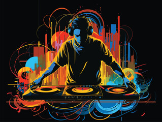dj man with night party
