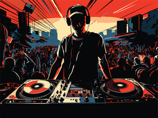 dj man with night party