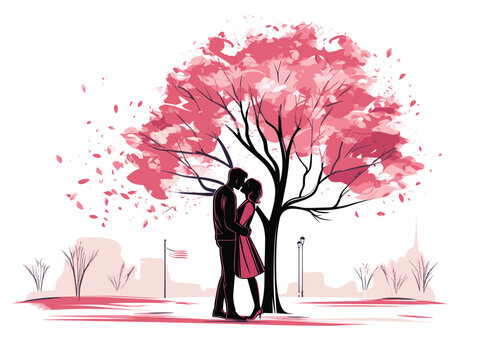 girl and boy kiss at valentine day