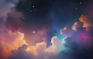 colorful abstract cloud background with stars