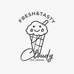 ice cream logo, cute ice cream icon logo simple design