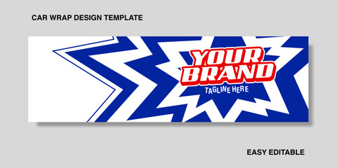 abstract shape design for vehicle vinyl wrap and car branding red and blue