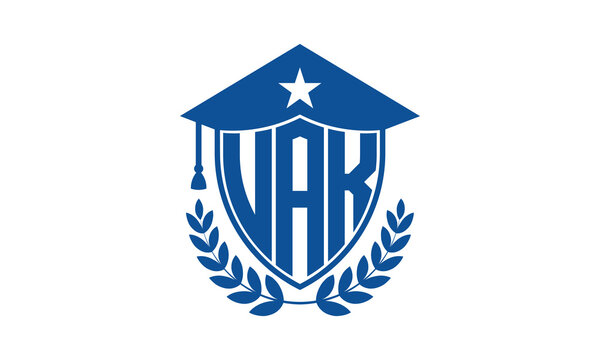 UAK three letter iconic academic logo design vector template. monogram, abstract, school, college, university, graduation cap symbol logo, shield, model, institute, educational, coaching canter, tech