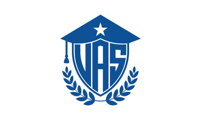 UAS three letter iconic academic logo design vector template. monogram, abstract, school, college, university, graduation cap symbol logo, shield, model, institute, educational, coaching canter, tech