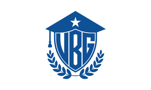 UBG three letter iconic academic logo design vector template. monogram, abstract, school, college, university, graduation cap symbol logo, shield, model, institute, educational, coaching canter, tech