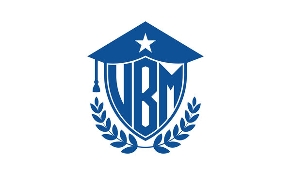 UBM three letter iconic academic logo design vector template. monogram, abstract, school, college, university, graduation cap symbol logo, shield, model, institute, educational, coaching canter, tech