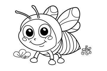 Obraz premium Coloring page outline of cartoon illustration bee. Coloring book for kids.