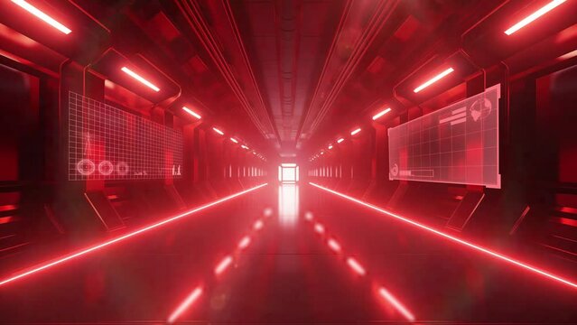 realistic sci-fi dark corridor with. 3d rendering . seamless looping overlay 4k virtual video animation background 