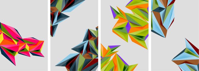 Set of mosaic triangle pattern abstract posters. Vector illustration For Wallpaper, Banner, Background, Card, Book Illustration, landing page