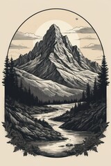 digital illustration of mountains landscape