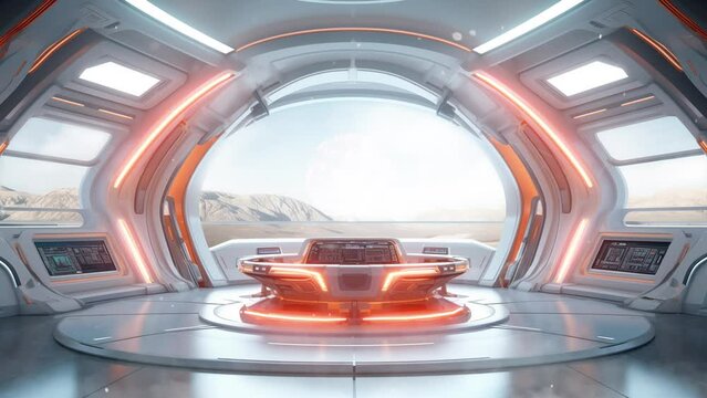 High resolution hdr hdri panoramic view of futuristic. Concept of modern interior spaceship design. seamless looping overlay 4k virtual video animation background 